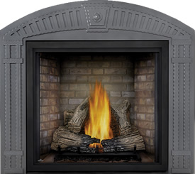 TALL FLAME PHAZER® Log Set, Newport™ Panel, Arched Surround
