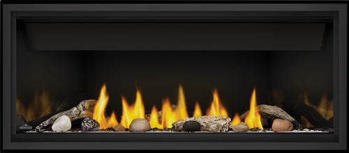 Acent Linear 46 shown with Black Surround w/Premium Safety Barrier, Shore Fire and Beach Fire Kit 
