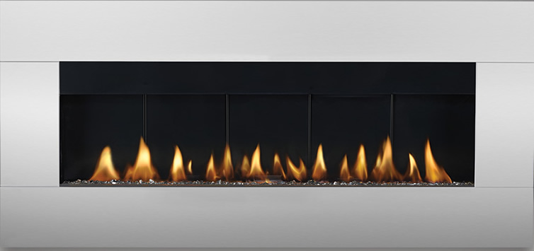 Surround in stainless steel shown with natural gas burner