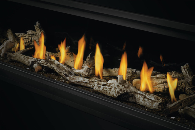 Beach Fire Logs with Shore Fire Rocks on Glass Embers for Vector Linear