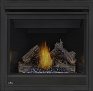 Ascent B36 with PHAZER log set and MIRRO-FLAME porcelain reflective radiant panels