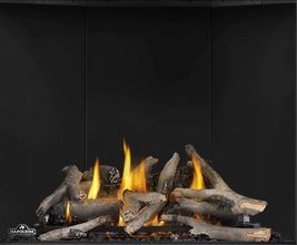 Maple Log Set MLKAX36 for Napoleon Altitude X AX36 shown with Porcelain Reflective Radiant Panels PRPAX36