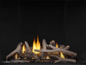 Maple Log Set MLKAX42 for Napoleon Altitude X AX42 shown with Porcelain Reflective Radiant Panels PRPAX42
