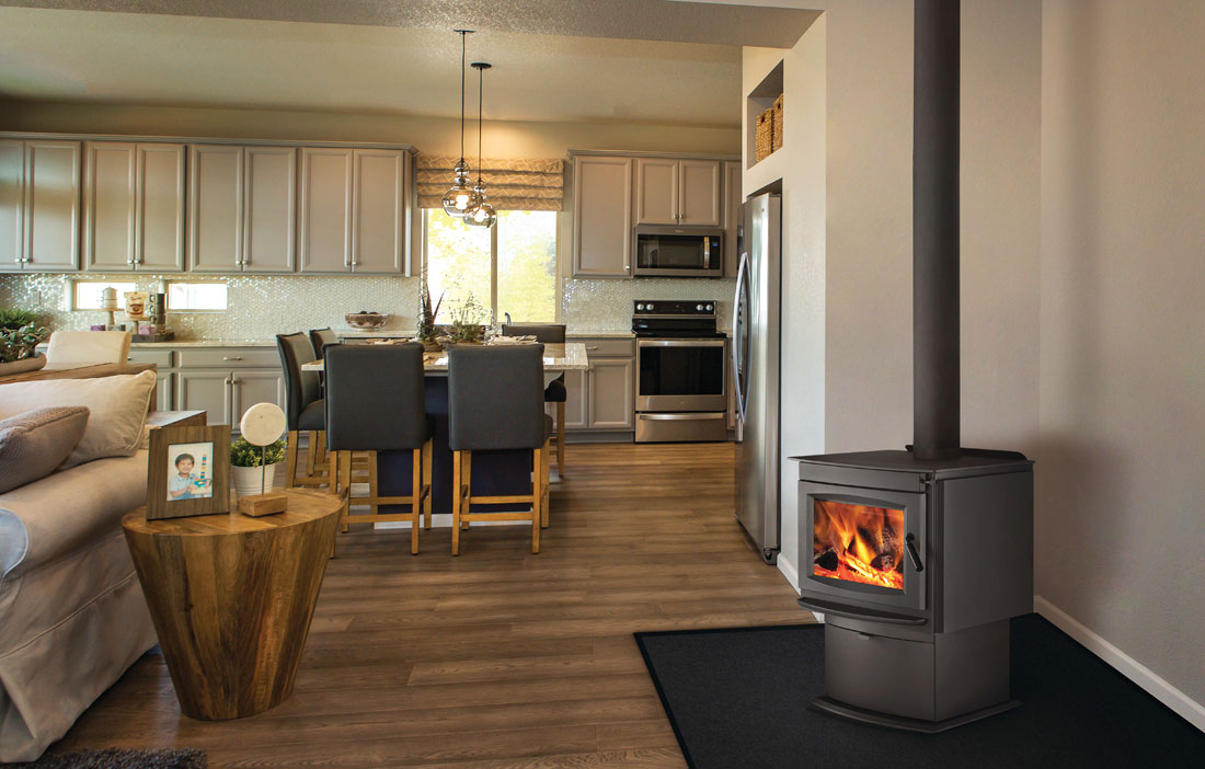 Napoleon S20 Wood Stove shown installed in home