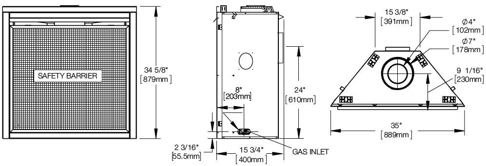 Napoleon Ascent 30 B30 dimensions diagram