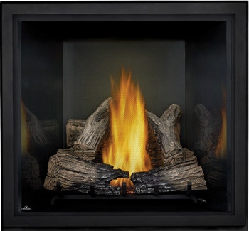 Napoleon STARfire HDX52 shown withTall Flame PHAZER Log Set and Porcelain Reflective Panel