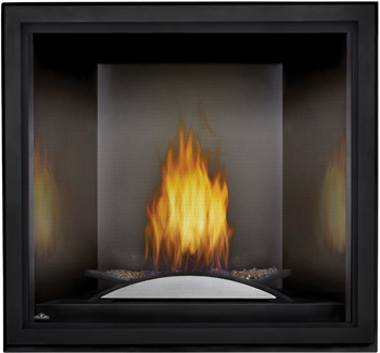 Napoleon STARFIRE HDX52 shown with Glass Embers in Fire Cradle with Porcelain Reflective Panels