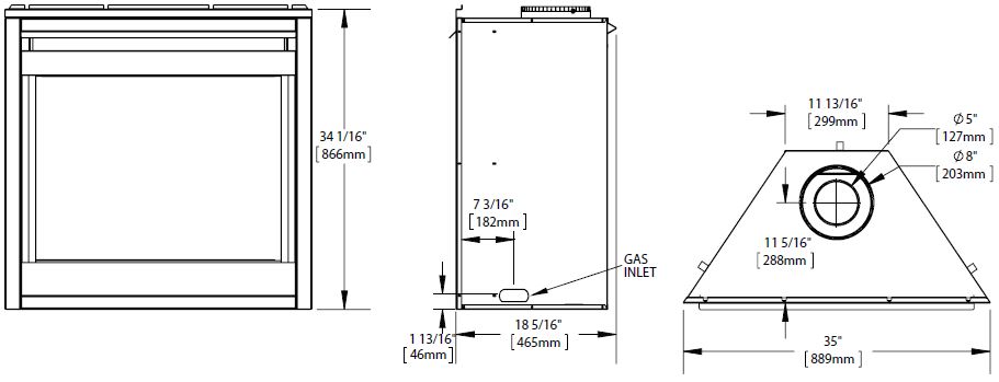 Napoleon Ascent 35 B35 Dimensions Diagram