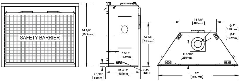 Napoleon Ascent B42 dimension diagrams