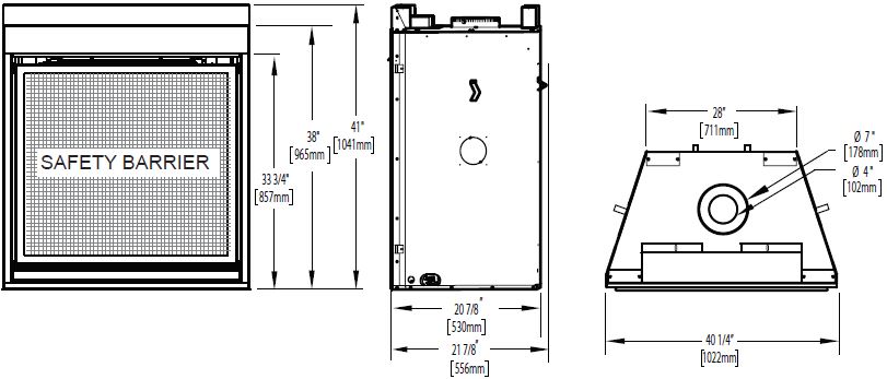 Napoleon High Definition 40 Dimensions Diagram