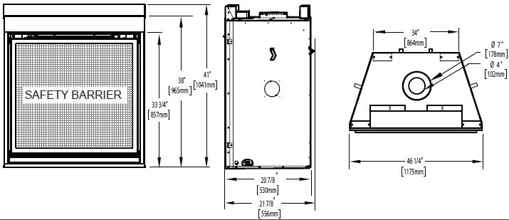 Napoleon High Definition 46 Dimensions Diagram