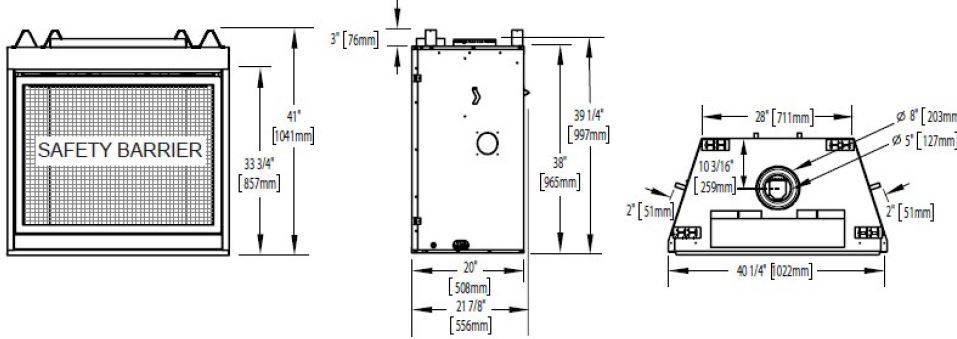 Napoleon High Definition X40 Dimensions Diagram