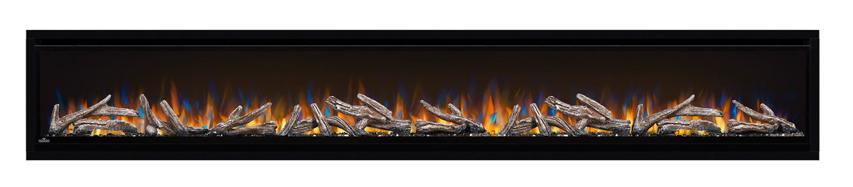 Image of Napoleon Alluravision 100 NEFL100CHD Deep Depth shown with South Beach Log Set, Topaz Glass Embers and Multi-Color Flames