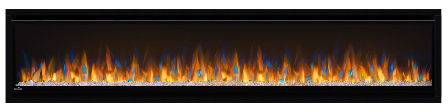 Image of Napoleon Alluravision 74 NEFL74CHS Slimline shown with Crystal Cubes and Multi-Color Flames