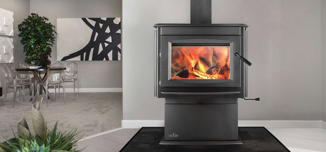 Napoleon S25 Wood Stove shown installed in home