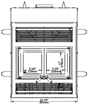 Ventis HE325 front dimensions diagram