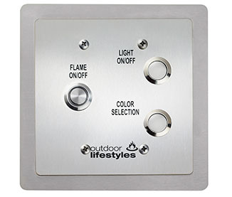 Lanai 60 included wall control for flame on/off, light on/off and color selection