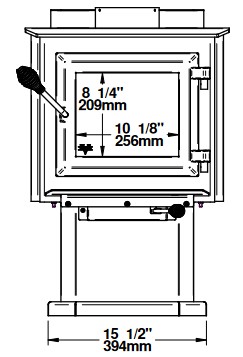 Ventis HES140 front view diagram with dimensions