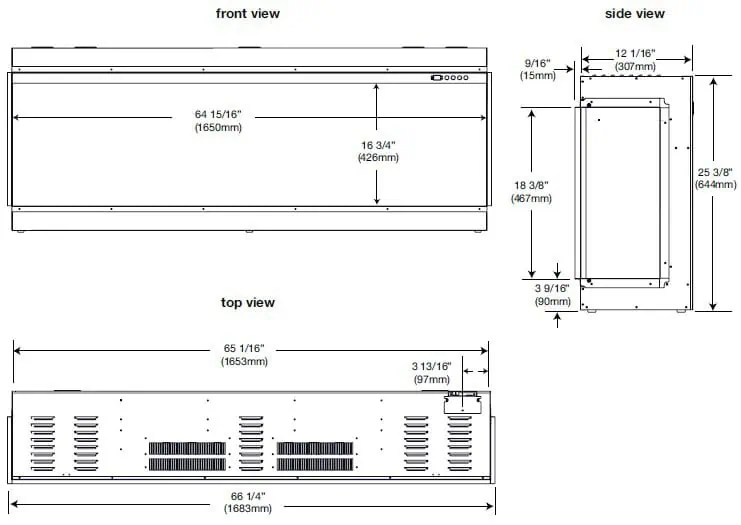 Napoleon Luminex dimensions diagram