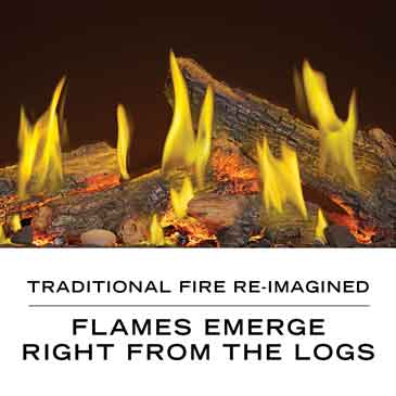 Traditional fire re-imagined: flames emerge right from the logs