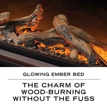 Glowing ember bed: the charm of wood-burning without the fuss