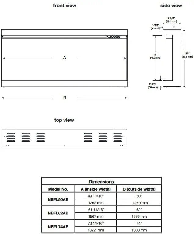 Napoleon Astound FlexMount dimensions diagram